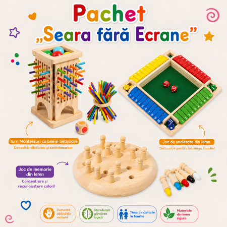 2–3 ani - Pachet Vacanta la Bunici - 3 Jocuri din Lemn | ZukiToys