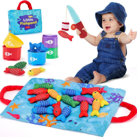 Pachet 3 jucării bebeluși 12+ luni – Turn cu lumini, Arici Montessori, Pescuit cu scai [1]