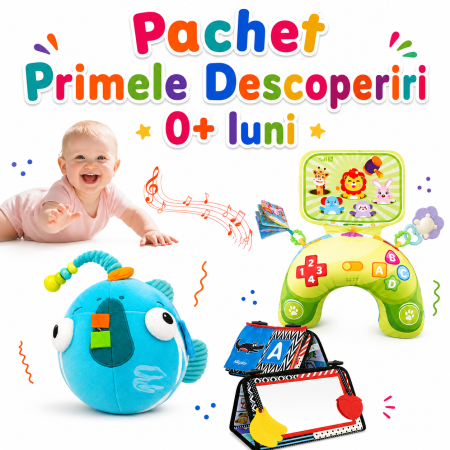 Pachete ZukiToys - Pachet senzorial bebelusi 0 luni – perna tummy-time, carte senzoriala Montessori si crab din plus