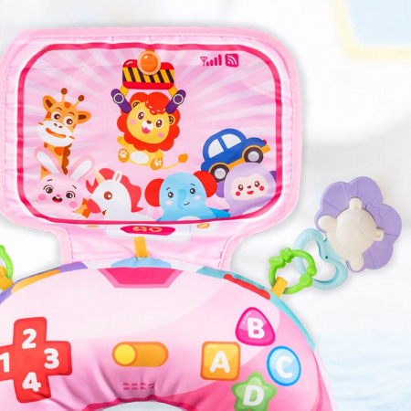 Perna Tummy-Time - Carti Textile, Jucarii Senzoriale si sunete - roz [2]