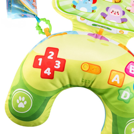 Perna Tummy-Time - Carti Textile, Jucarii Senzoriale si sunete - verde [2]