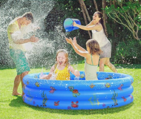 Piscină gonflabilă pentru copii cu 3 inele - diametru 130 cm ( Albastră ) [1]