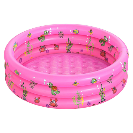 Joaca de Vara & Apa - Piscină gonflabilă pentru copii cu 3 inele - diametru 130 cm ( Roz )