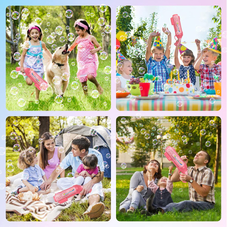 Pistol electric de făcut baloane de săpun cu doua tuburi ( roz ) [4]