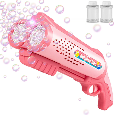 Pistol electric de făcut baloane de săpun cu doua tuburi ( roz ) [1]