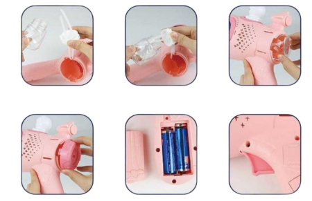 Pistol electric pentru baloane de săpun Space Gun roz cu efecte luminoase [1]