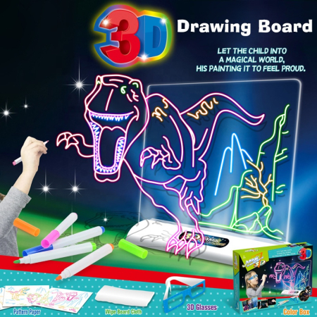 Placa magica de desen iluminata cu ochelari 3D 3+ [1]