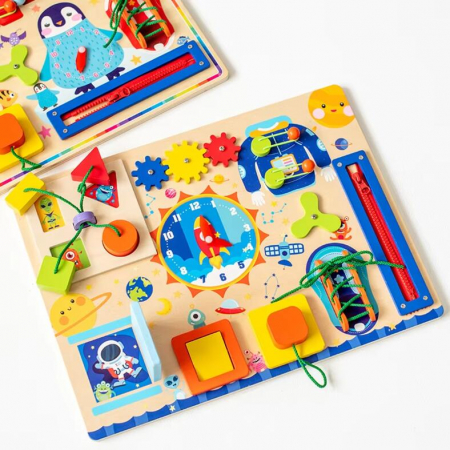 Placă senzorială Montessori– Busy Board din lemn | ZukiToys.ro [2]