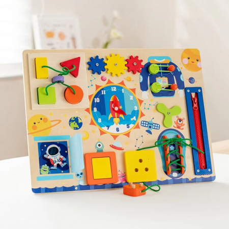 Placă senzorială Montessori– Busy Board din lemn | ZukiToys.ro [1]