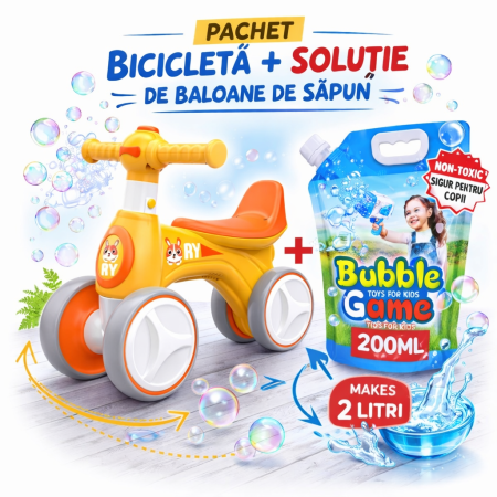 Trotinete & Triciclete pentru Copii - Bicicletă fără pedale cu lumini, sunete si baloane de sapun – portocaliu