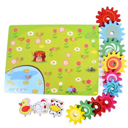 Puzzle 3D Animale pe roți zimtate – Joc mecanic din lemn | ZukiToys.ro [1]