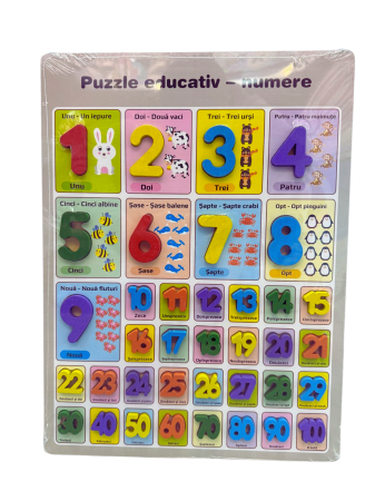 Jucarii educative - Puzzle 3D din lemn in limba Romana – Numere și Cifre