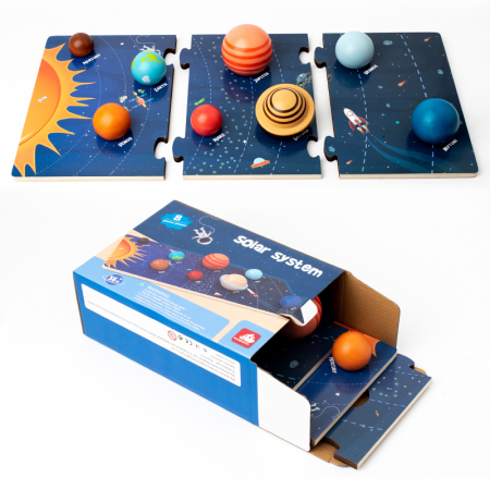 Puzzle 3D Sistemul Solar din lemn – planete educative pentru copii 3 ani+ [4]