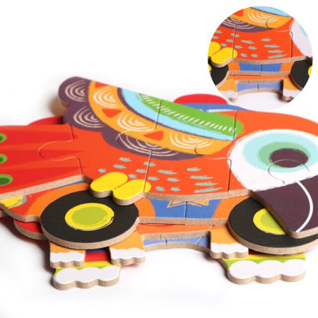 Puzzle din lemn – 6 animale multicolor pentru copii [3]
