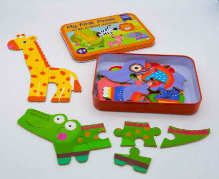 Puzzle din lemn – 6 animale multicolor pentru copii [1]