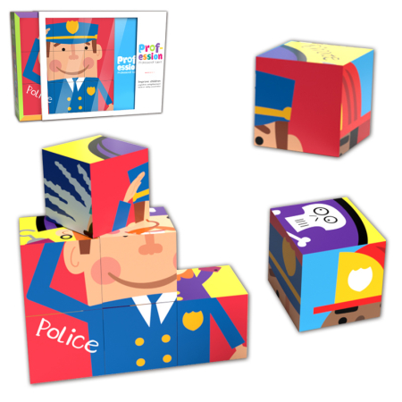 Cadouri Aniversare - Puzzle educativ 6-în-1 cu meserii – 9 piese multicolore