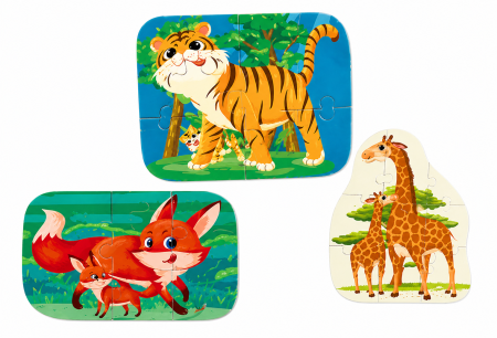 Puzzle educativ cu animale sălbatice – set progresiv cu 5 modele colorate [2]