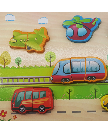 Puzzle educativ din lemn 3D cu vehicule transport [2]