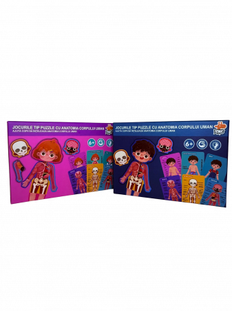 Jucarii educative - Puzzle educativ din lemn - Anatomia corpului uman pentru copii - Baiat