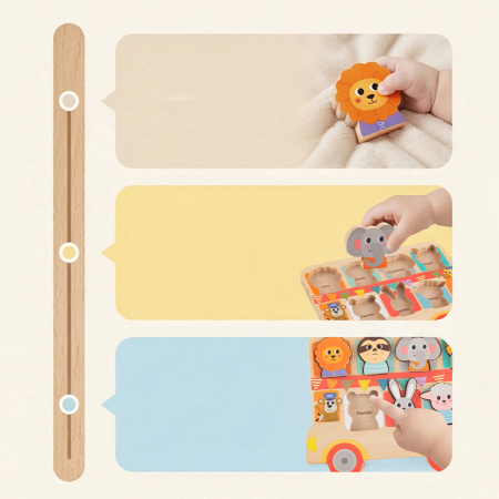 Puzzle educativ din lemn cu animale – Joc de potrivire forme [4]