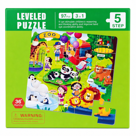 Puzzle - Puzzle educativ grădina zoologică cu animale, 97 piese