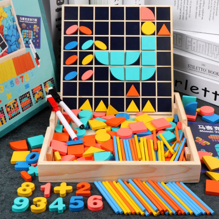 Puzzle educativ tablita de desenat si joc mozaic – 3 in 1 pentru copii 3 ani+ | ZukiToys.ro [1]
