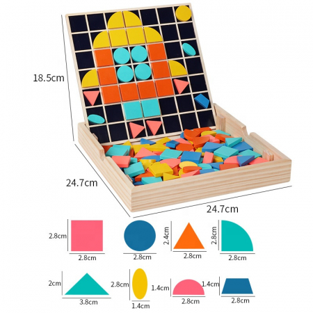 Puzzle educativ tablita de desenat si joc mozaic – 3 in 1 pentru copii 3 ani+ | ZukiToys.ro [2]