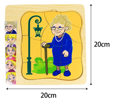 Puzzle in 5 straturi - Etapele vietii de la fetita la bunica [2]
