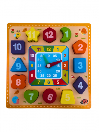 Puzzle lemn - Puzzle incastru ceas din lemn cu forme geometrice