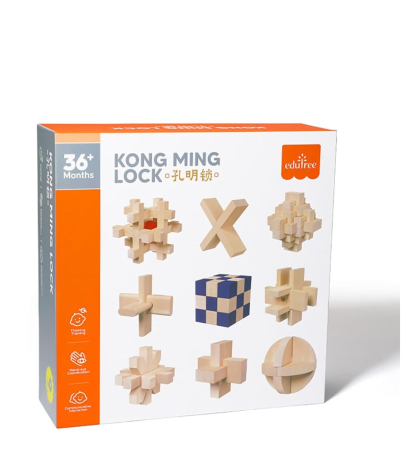Cadouri de Sarbatori - Puzzle IQ din lemn – set 9 jocuri tip Rubik/Kongming