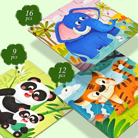 Puzzle magnetic tip carte 3 în 1 – modele animale cu 9, 12, 16 piese [2]