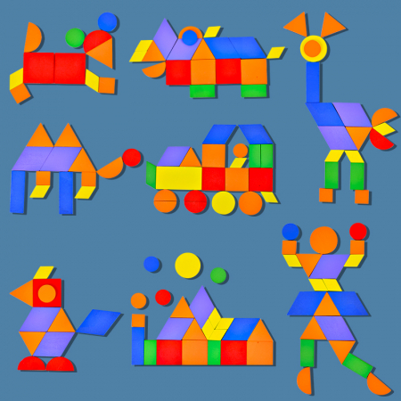 Puzzle Tangram Montessori 68 piese multicolor | ZukiToys.ro [2]