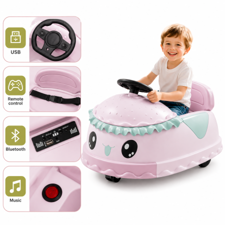 Ride-on electric rotativ 360° cu telecomandă și lumini - Mov [2]
