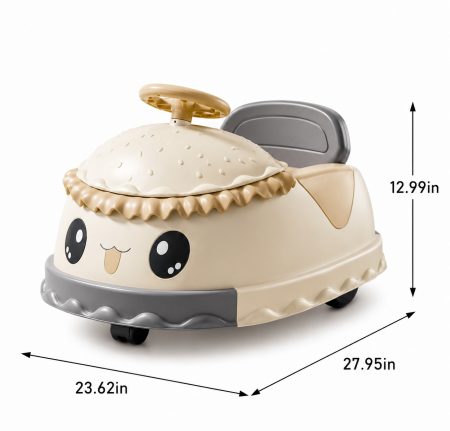 Ride-on electric rotativ 360° cu telecomandă și lumini Bej [5]