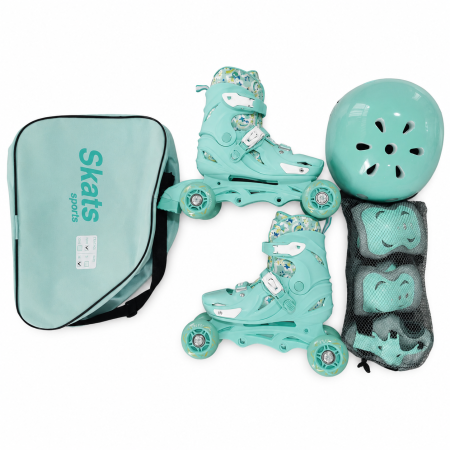 Role reglabile 2 în 1 cu protecții complete ( mărime S ) - Model Panda Turquoise [2]