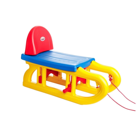 Sanie Copii din Plastic cu Spatar si Snur – Albastra cu Galben [1]