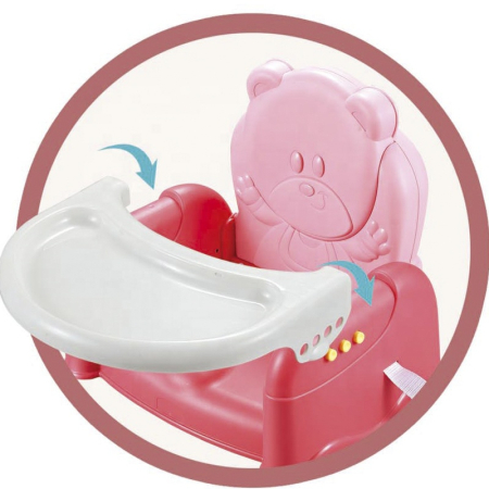 Jucarii pentru Bebe (0–2 ani) - Scăunel de masă portabil tip ursuleț pentru bebeluși și copii - Roșu