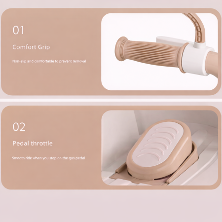 Scuter electric pentru copii cu 3 roți – Model retro crem, 6V [1]