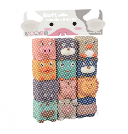 0–12 luni - Set 12 cuburi moi – pentru dentiție sau băiță cu animăluțe