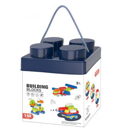 Set 140 de piese de construit pentru copii – multicolore cu cutie de depozitare albastră 36+ [1]