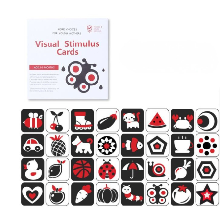 Set 2 cărți pentru stimularea vederii bebelușilor 0–6 luni, alb-negru și roșu-negru [1]