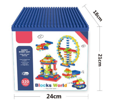 Set 320 de piese de construit pentru copii – Blocks World multicolor cu cutie de depozitare 36+ [1]