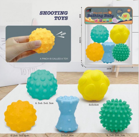 0–12 luni - Set 5 mingi senzoriale pentru bebeluși – jucării tactile pentru dezvoltare