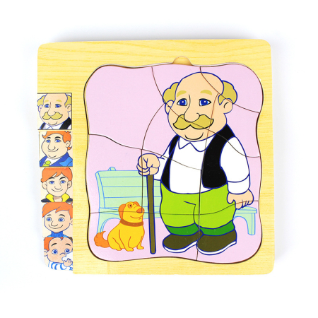 Cadouri Aniversare - Set 5 puzzle din lemn – învățarea etapelor vieții