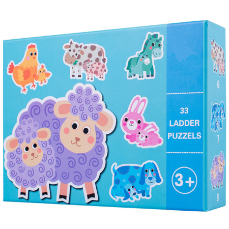 Jucarii Accesibile (sub 59 lei) - Puzzle educativ din lemn - 6 puzzle animale domestice