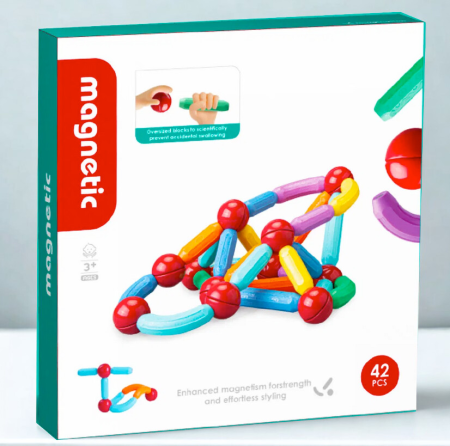 3–4 ani - Set bețișoare magnetice pentru construcții creative Magnetic Sticks, 42 piese