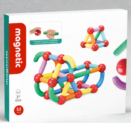 Cadouri dupa Buget - Set bețișoare magnetice pentru construcții creative Magnetic Sticks, 53 piese