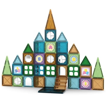 Jucarii interactive - Set Blocuri Magnetice – 51-92 piese, Joc Constructie STEM (Castel / Tren / Animale / Rachetă)