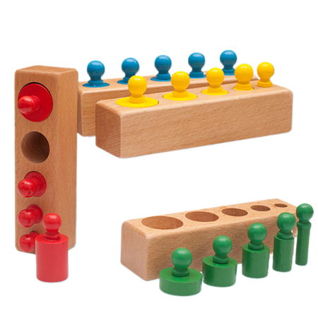 Set cilindri Montessori din lemn colorați – 4 seturi de cilindri educativi [1]