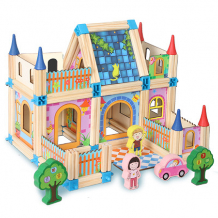 Set constructie din lemn 128 piese – Micii Constructori